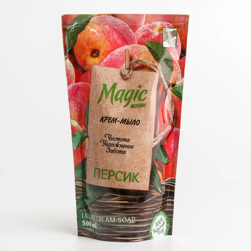 Жидкое крем-мыло для рук Magic Boom, персик, дой-пак, 500 мл