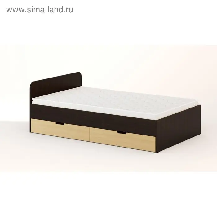 Кровать с ящиками 2032х936х710, венге/белёный дуб