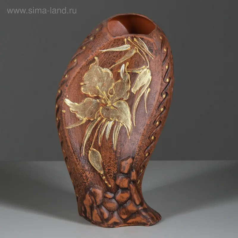 Ваза настольная "Волна", красная глина, 31 см