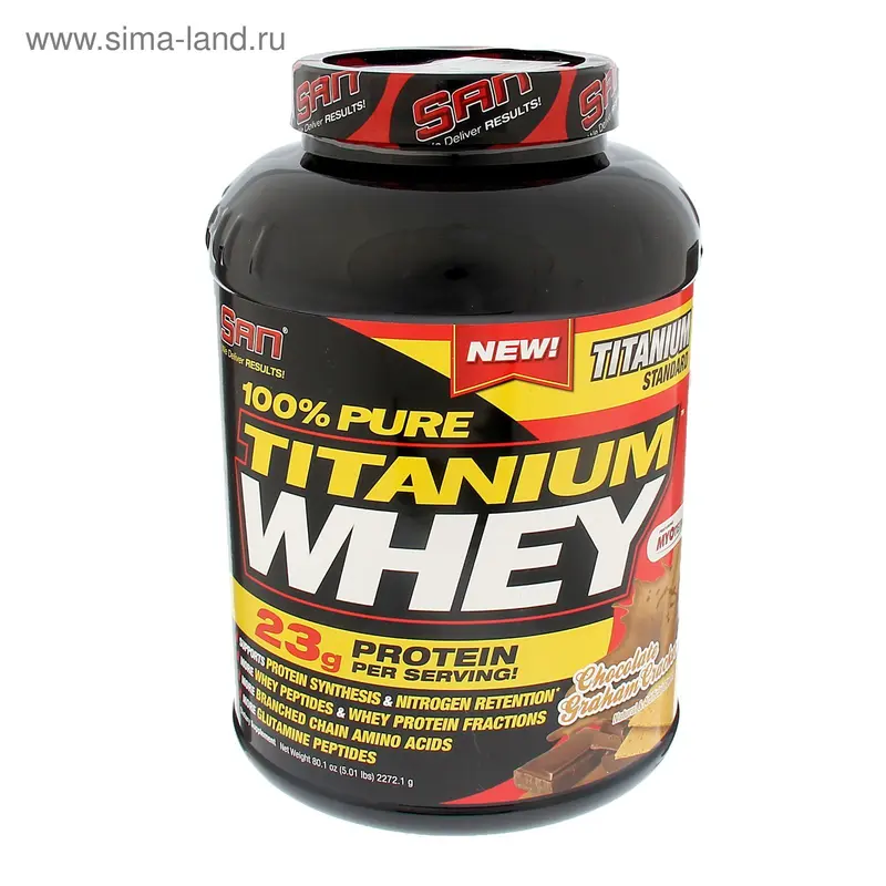 Протеин SAN 100% Pure Titanium Whey шоколадное бисквитное печенье 2240г