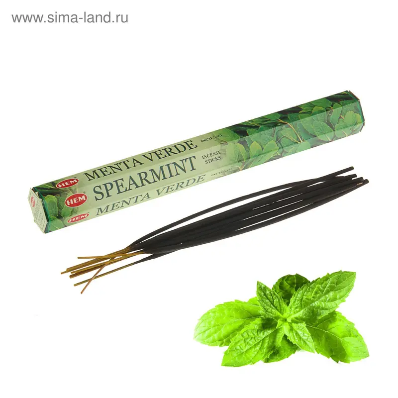 Благовония шестигранник HEM Hexa Spearmint Мята 20 палочек в упаковке