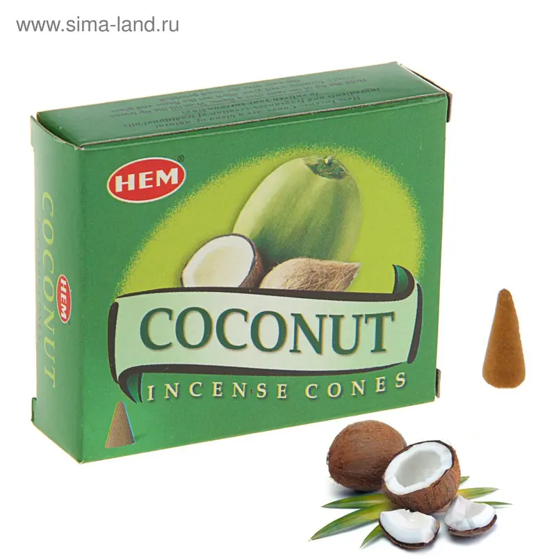 Набор благовоний конус HEM Coconut Кокос (10 палочек в наб.)