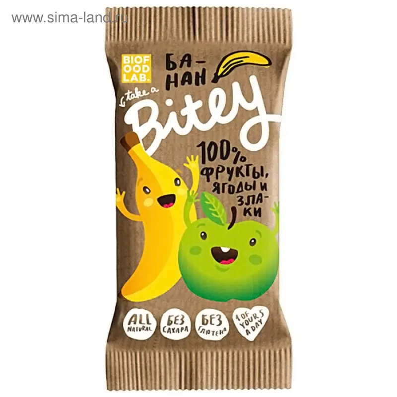 Батончик Bite Фруктово-ягодный "Яблоко-Банан" 25гр