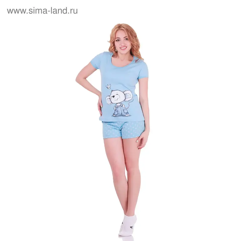 Пижама женская Mouse Collection 221141 голубой, р-р 46