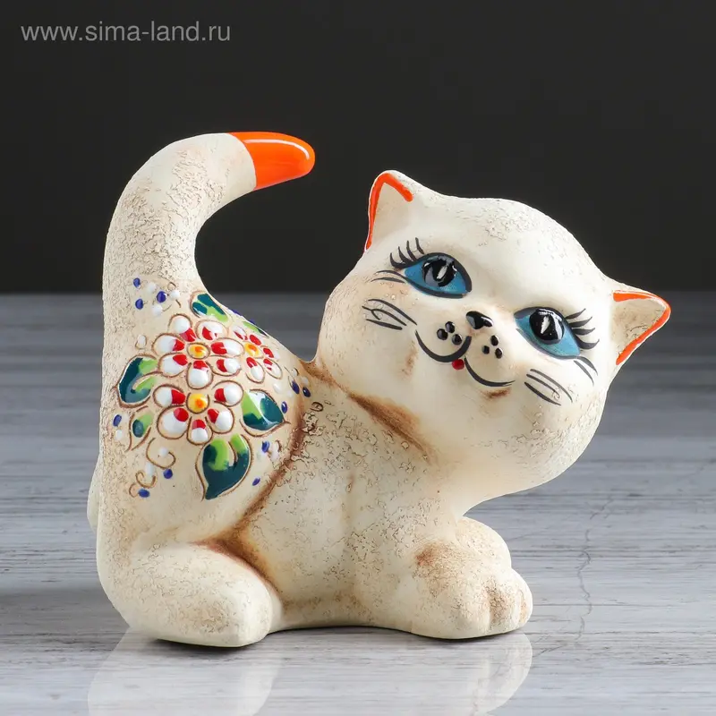 Статуэтка "Кошка Гайка", под шамот, 13 см, микс
