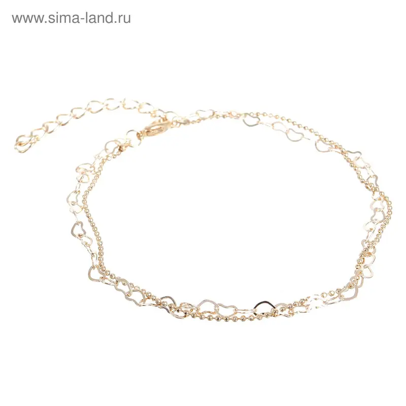 Браслет на ногу «Сердца» цвет МИКС