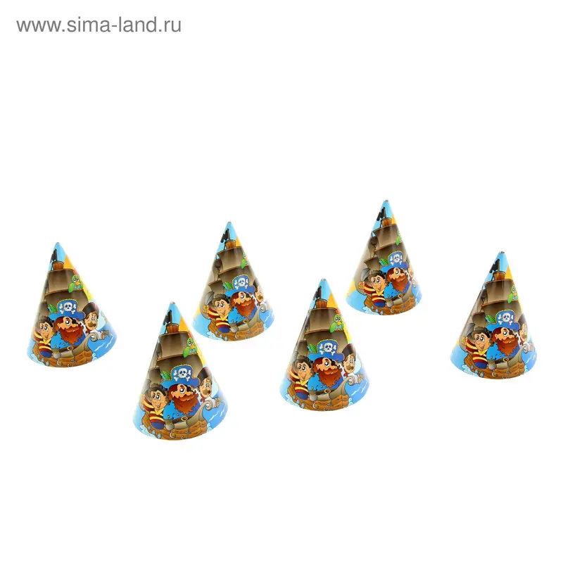 Колпак "Пираты" 16см, 6 штук