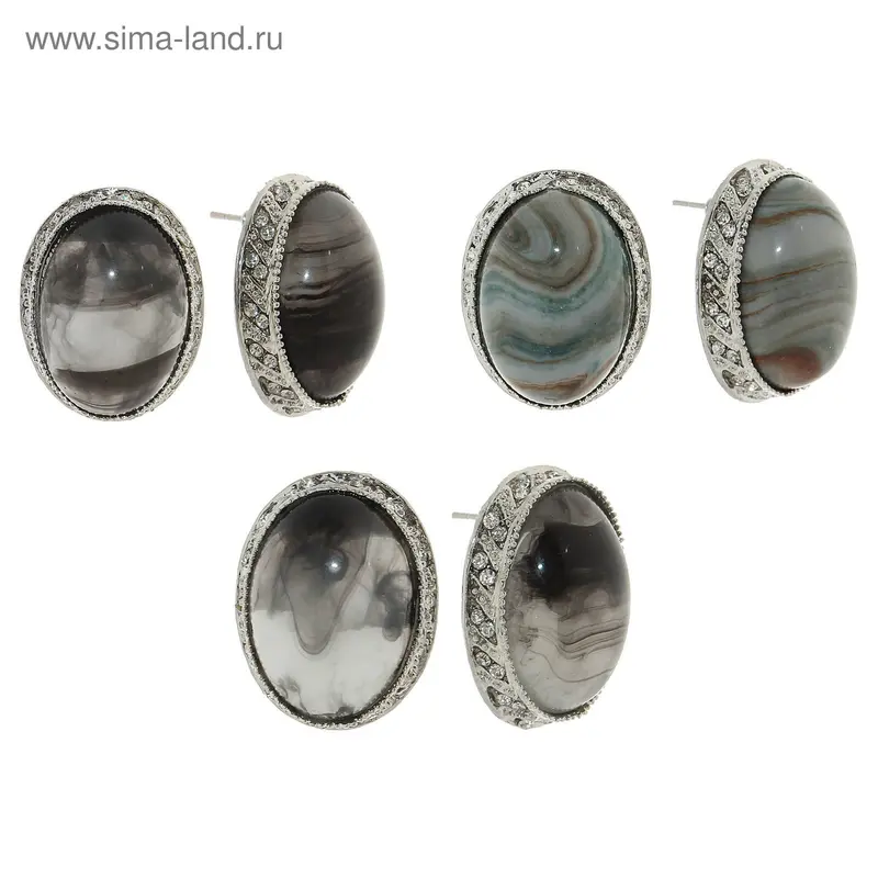Серьги «Овал» крупный, цвет МИКС