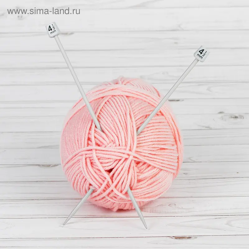 Спицы для вязания прямые, наконечник, d=4,5мм, 25см, 2шт