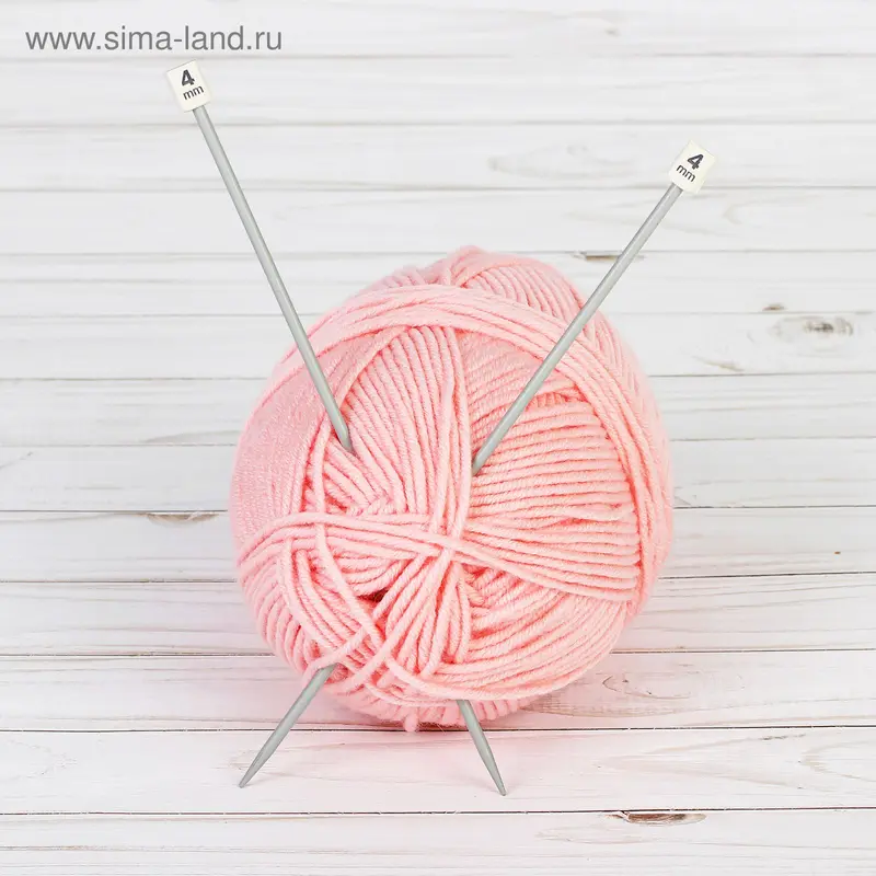 Спицы для вязания прямые, наконечник, d=4мм, 25см, 2шт