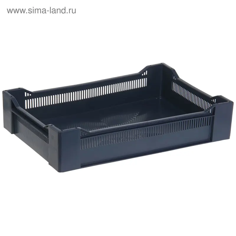 Ящик п/э 60х40х13,5 см "Ягодный", сплошное дно, цвет синий
