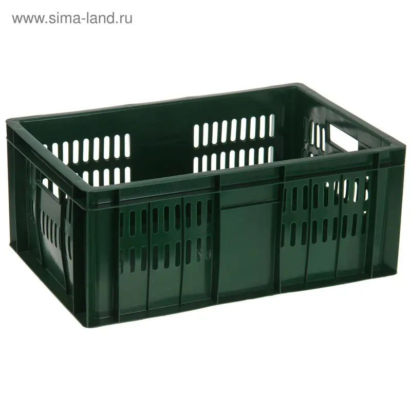 Ящик п/э 60х40х25 см, сплошное дно, цвет зеленый