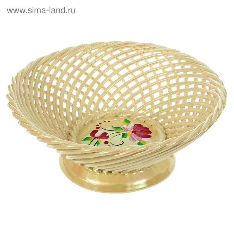 Конфетница "Плетенка" круглая, перламутровая