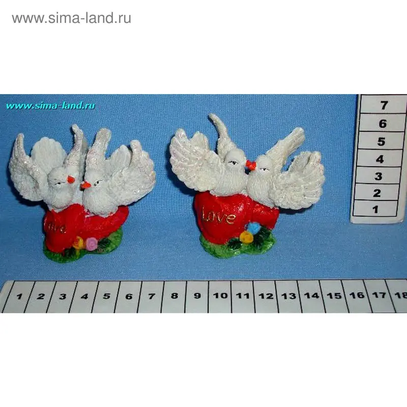 полистоун голуби на сердце Н531 5,5*7 см (4 шт) (бокс 240 шт)