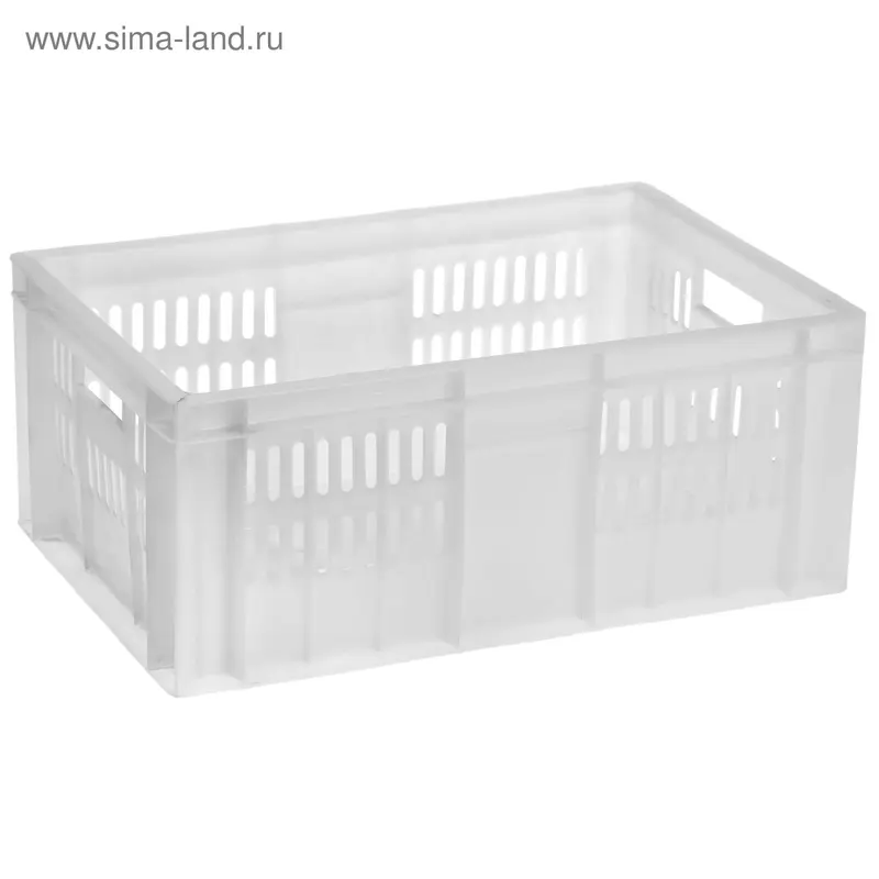 Ящик п/э 60х40х25 см, морозостойкий, сплошное дно, цвет белый