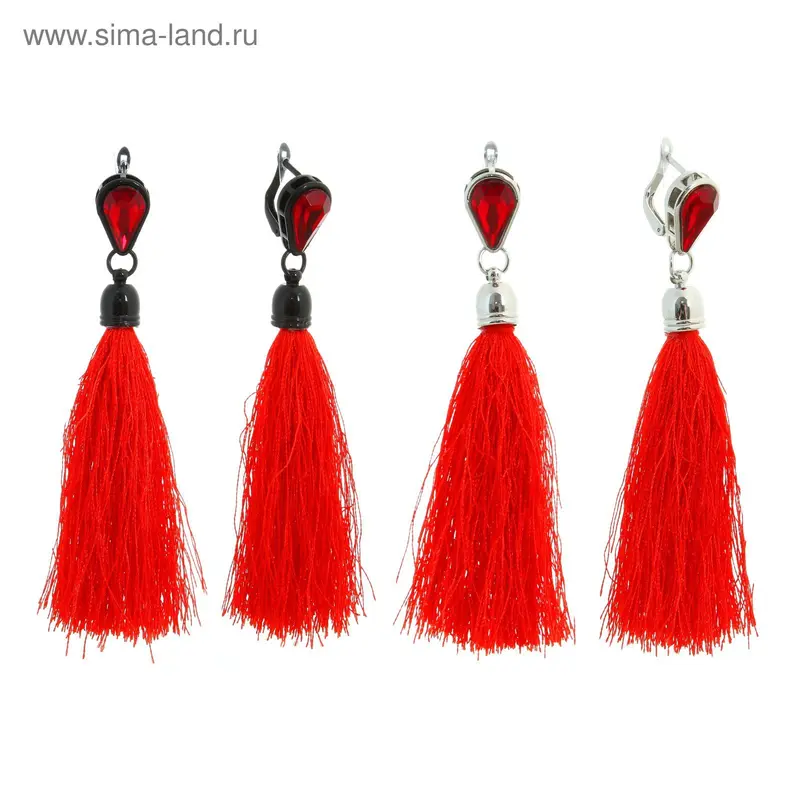 Серьги «Кисти малые» капля, цвет красный, металл МИКС