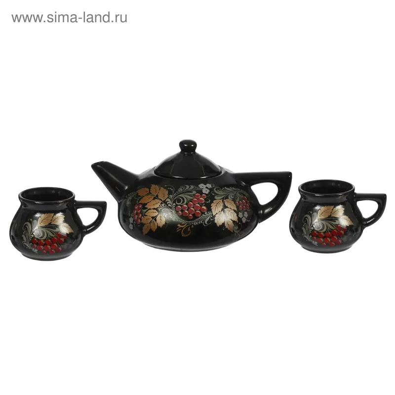 Чайный набор "Азиатский" 3 предмета, 0,7 л чайник, 0,25 л чашки