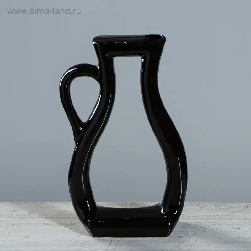 Ваза настольная "Кувшин", чёрная, керамика, 32 см