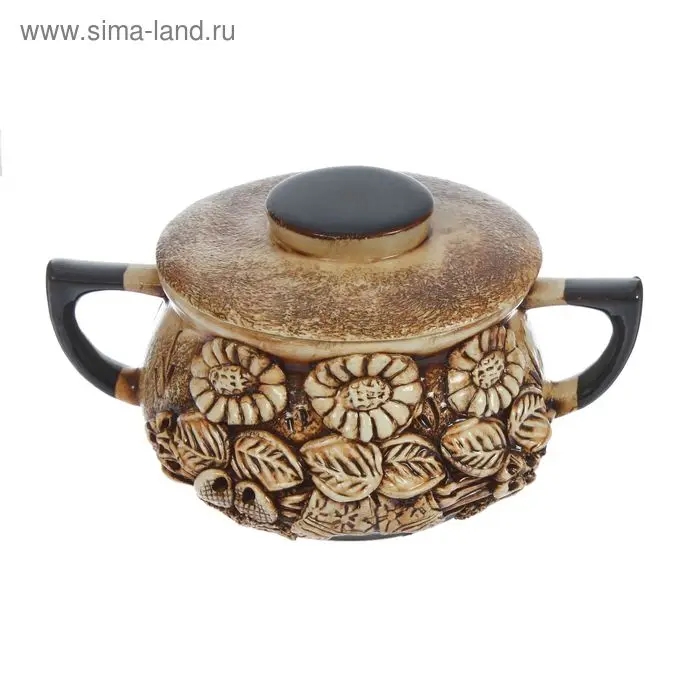 Сахарница "Дачная" лепка, коричневая, 0,4 л
