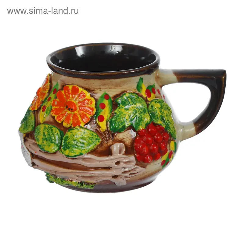 Чашка чайная, лепка, цветная, 0,25 л