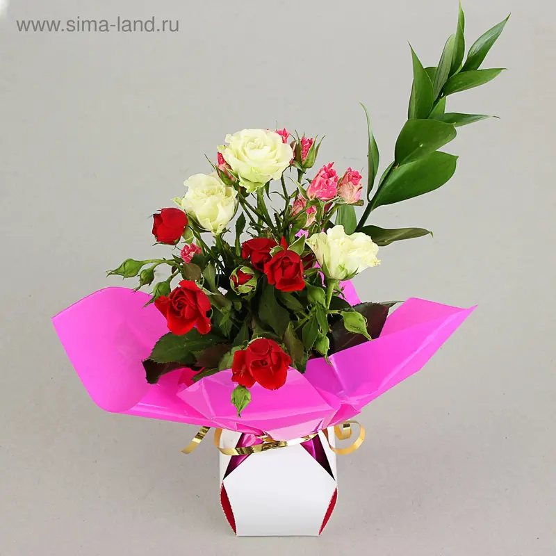 Коробка для цветов 2в1, 6х9 см, сборная, малиновый