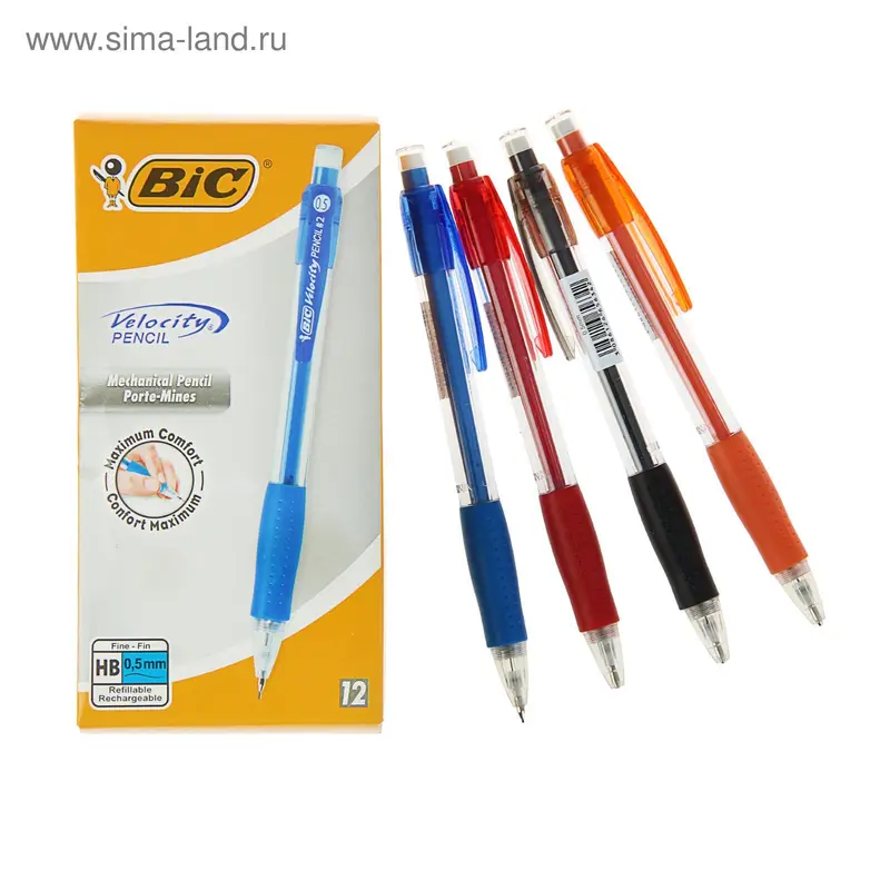 Карандаш механический BIC Velocity HB с ластиком, 0.5мм, МИКС