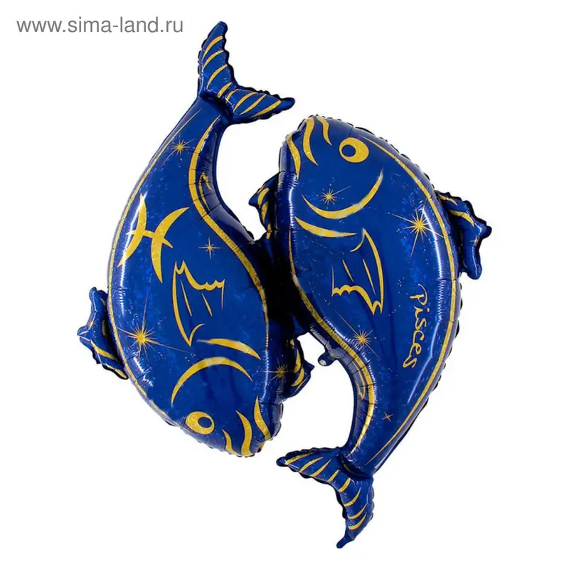 Шар фольгированный 50" "Знак зодиака Рыбы", цвет синий