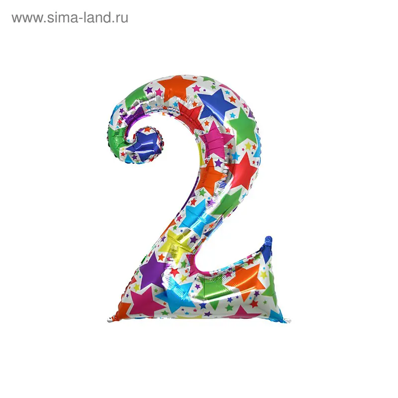 Шар фольгированный 40" "Цифра 2", звёзды, блеск