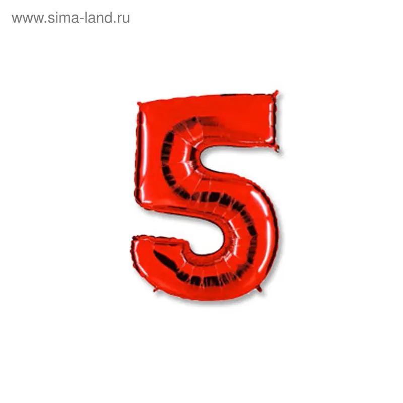 Шар фольгированный 40" "Цифра 5", цвет красный