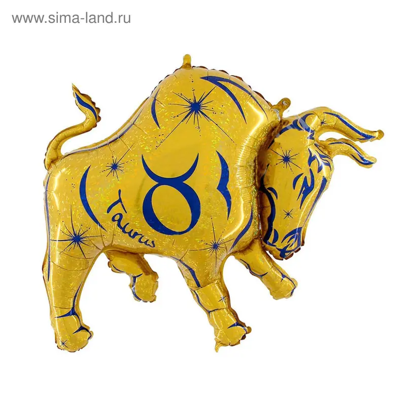 Шар фольгированный 51" "Знак зодиака Телец", цвет золотой