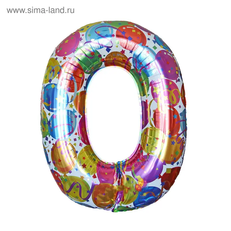 Шар фольгированный 40" "Цифра 0", шарики