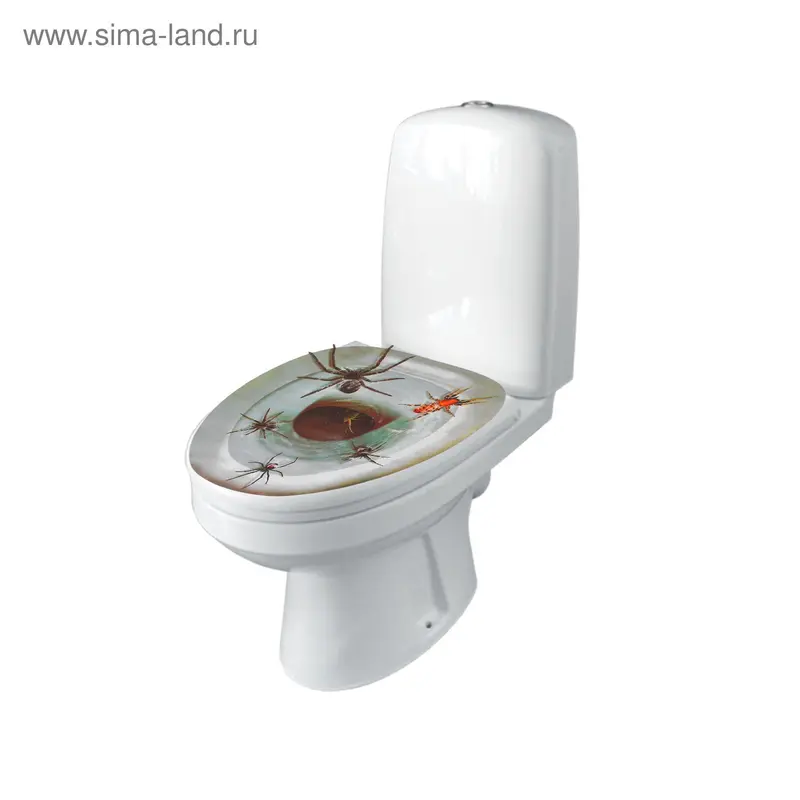 Прикол наклейка на крышку унитаза "Пауки"