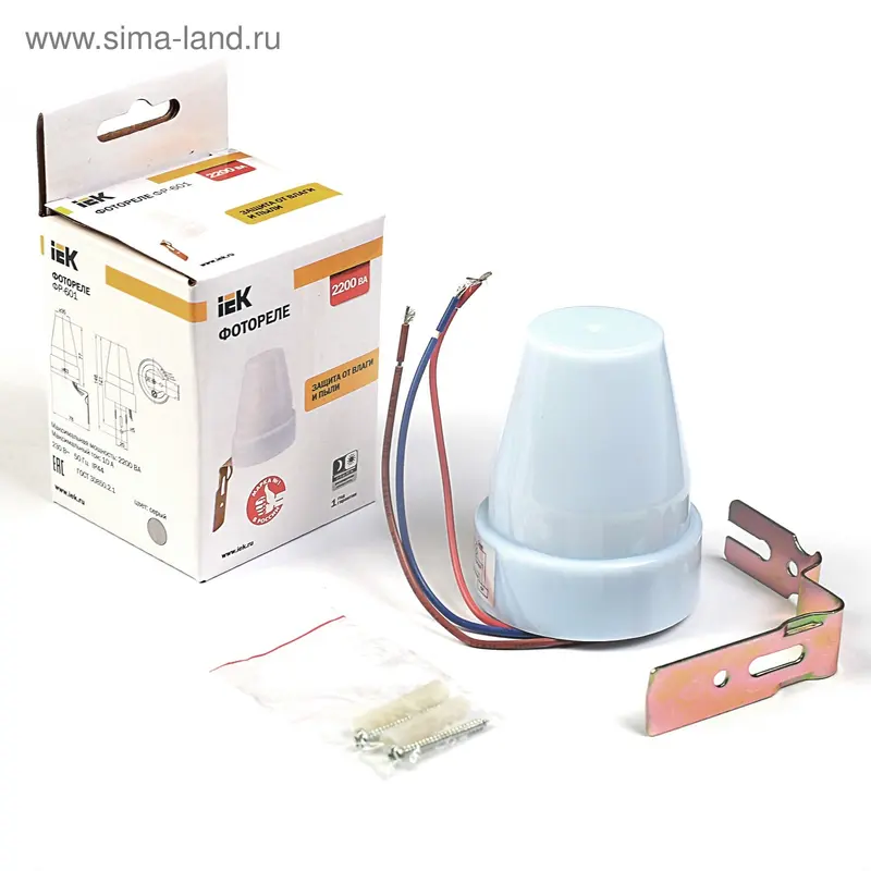 Фотореле IEK ФР 601, IP44, 2200 Вт