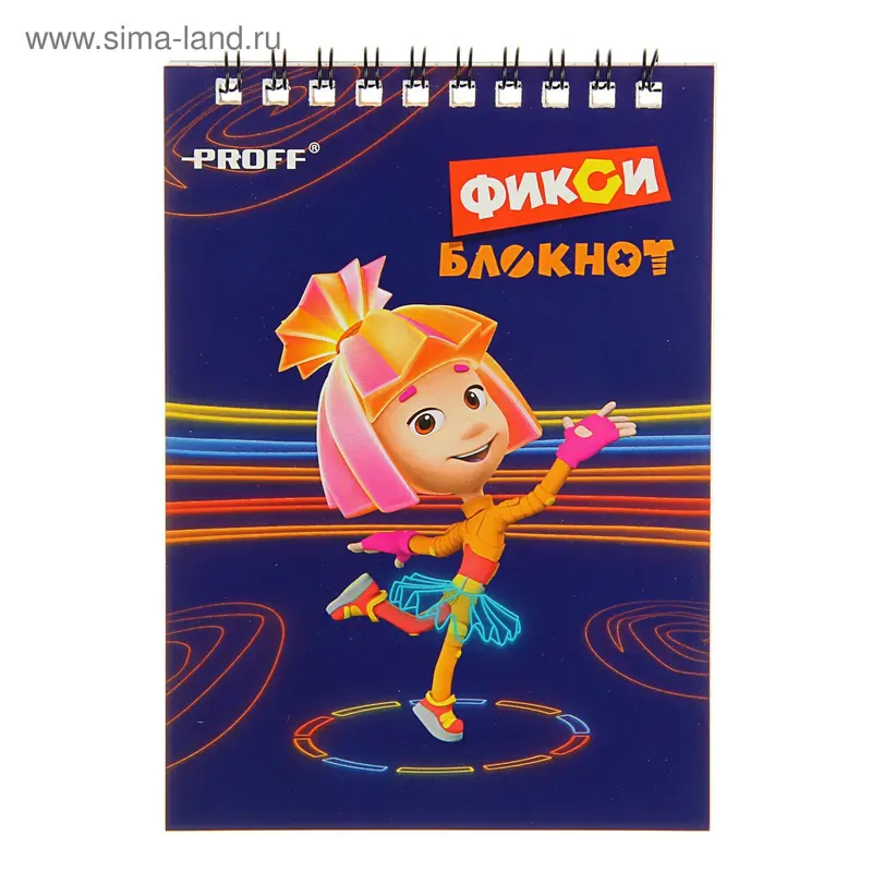 Блокнот А6 40л на гребне Фиксики офсет/обл мел/картон, ВД-лак FX16-NBS640