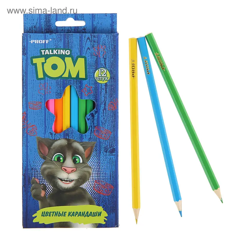 яКарандаши 12цв Говорящий Том, в карт/коробке TT16-BCL12