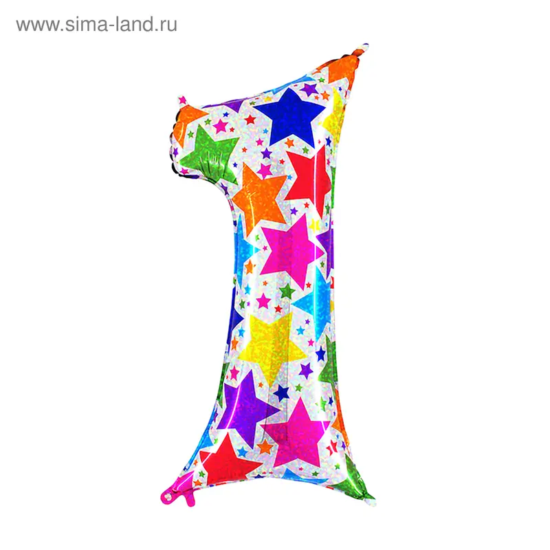 Шар фольгированный 40" "Цифра 1", звёзды, блеск