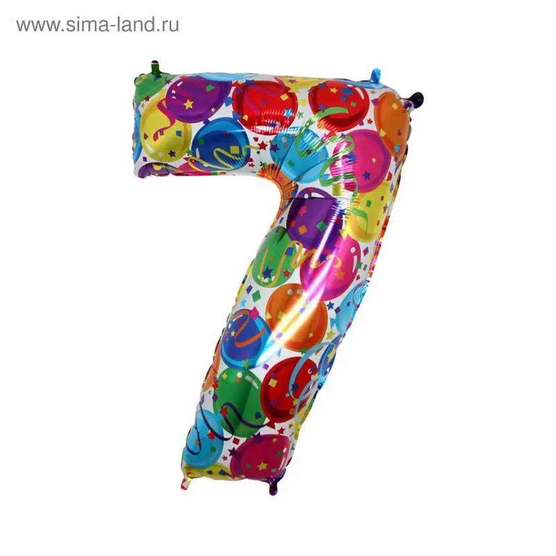 Шар фольгированный 40" "Цифра 7", шарики