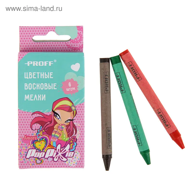 Мелки восковые 6 цветов PopPixie, ке есом PP16-CR06