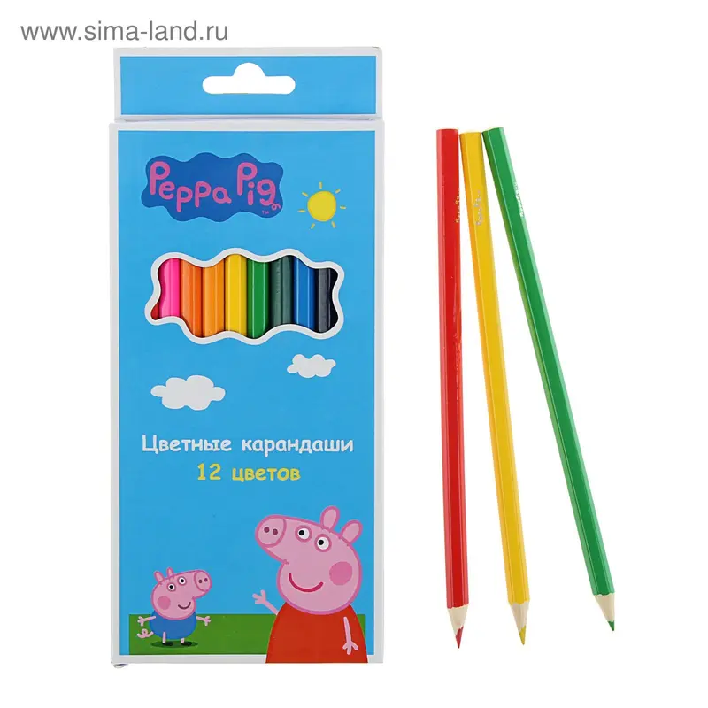 Карандаши 12 цветов "Свинка Пеппа"