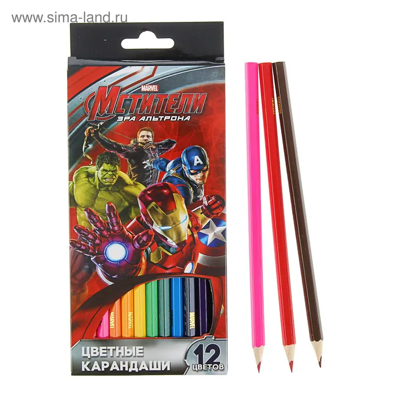 Карандаши 12 цветов Marvel "Мстители"