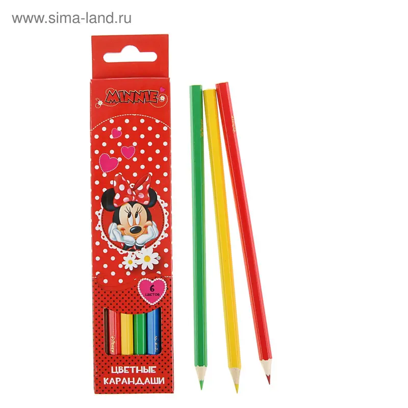Карандаши 6 цветов Disney. Минни 29049