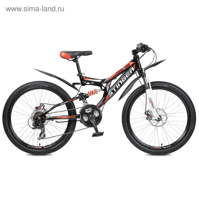 Велосипед 24" Stinger Highlander 200D, 2016, цвет черный, размер 16,5"