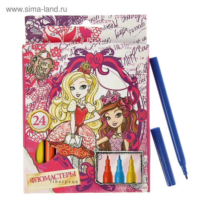 Фломастеры 24 цвета Ever After High, фиолетовые, вентилируемый колпачок