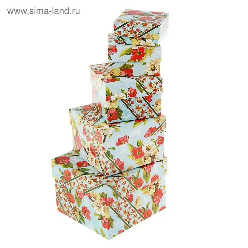 Набор коробок 5в1 "Акварель лента", 12 х 12 х 9 - 6 х 6 х 3 см