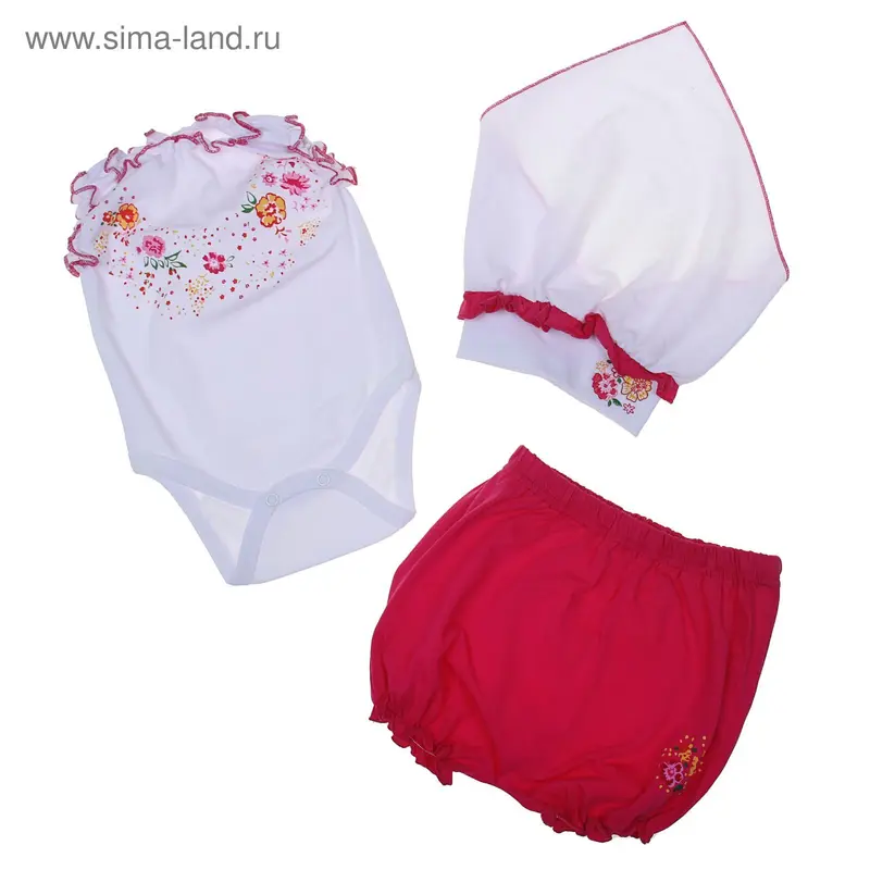 Комплект "Полянка", рост 80 см (50), цвет белый/малиновый (арт. ДН3346024)