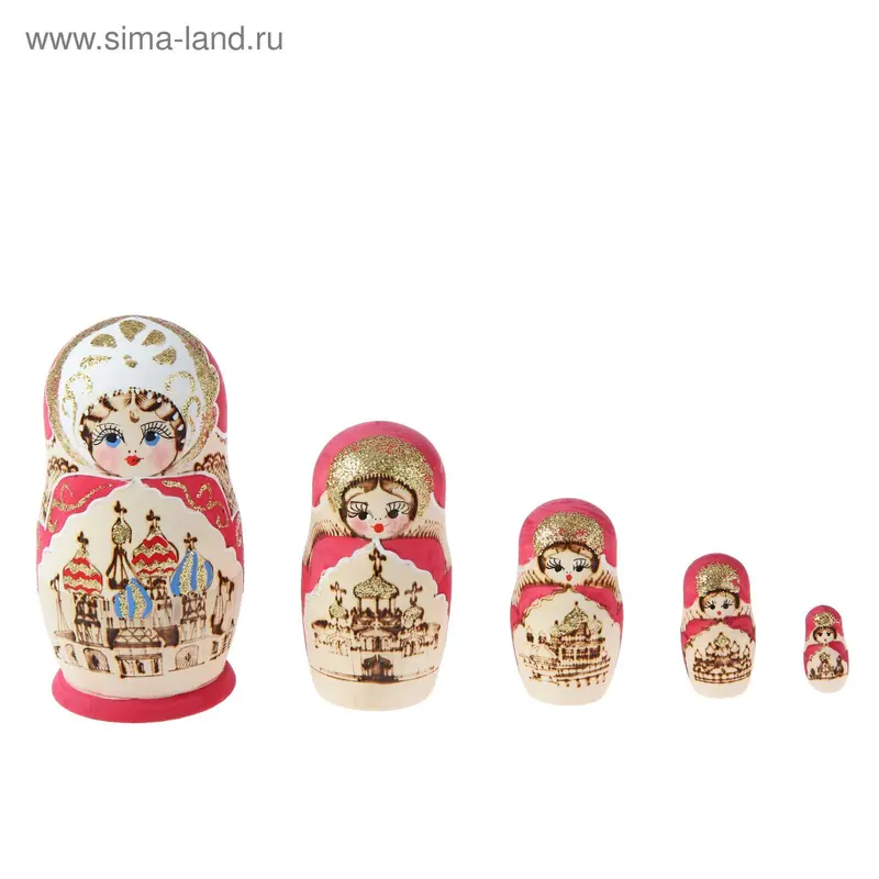Матрешка выжигание, 5 -кукольная. 14 см
