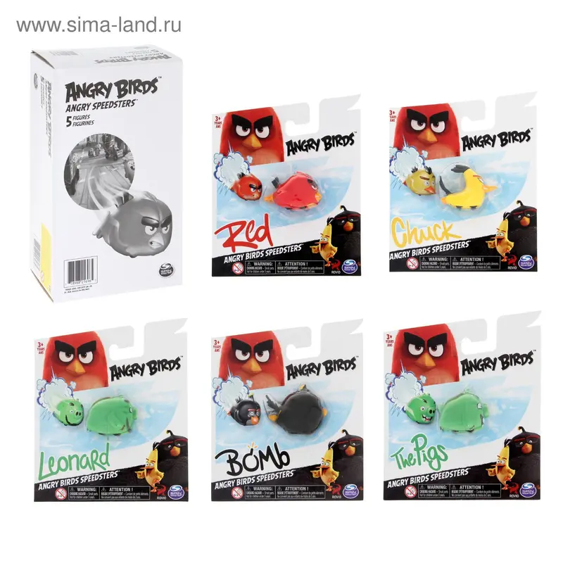 Набор Angry Birds из 5 птичек, на колесах