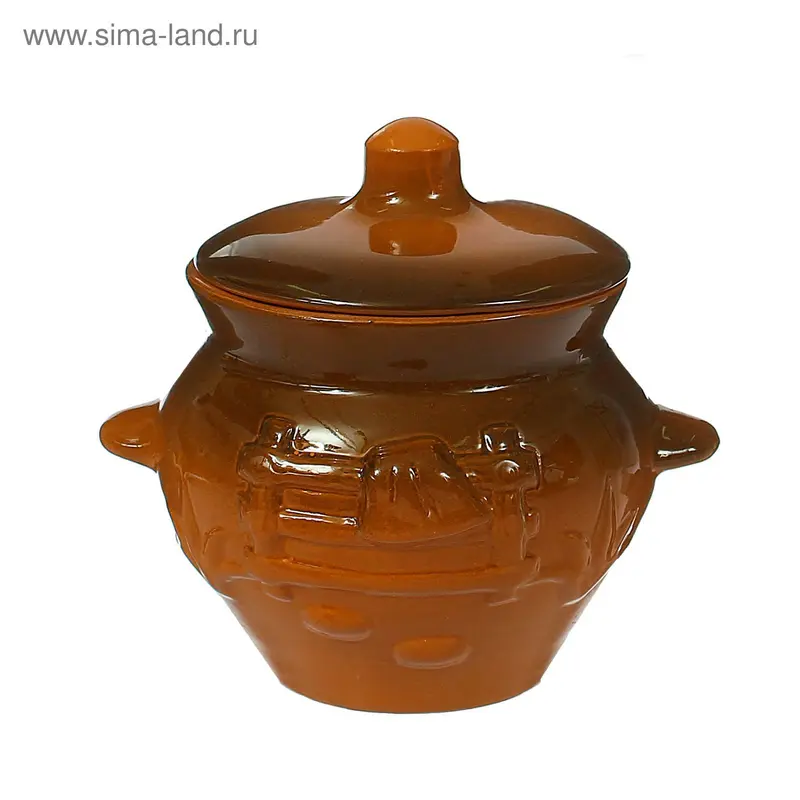 Горшок керамический для запекания №5 с ручками декор 0.5 л