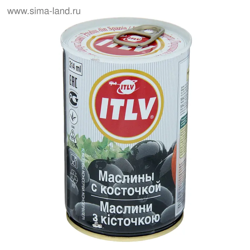 Маслины с косточкой ТМ "ИТЛВ",314 мл