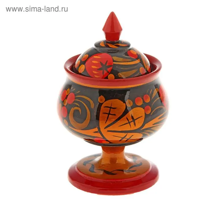 Солонка, 7,5 х 12 см, хохлома
